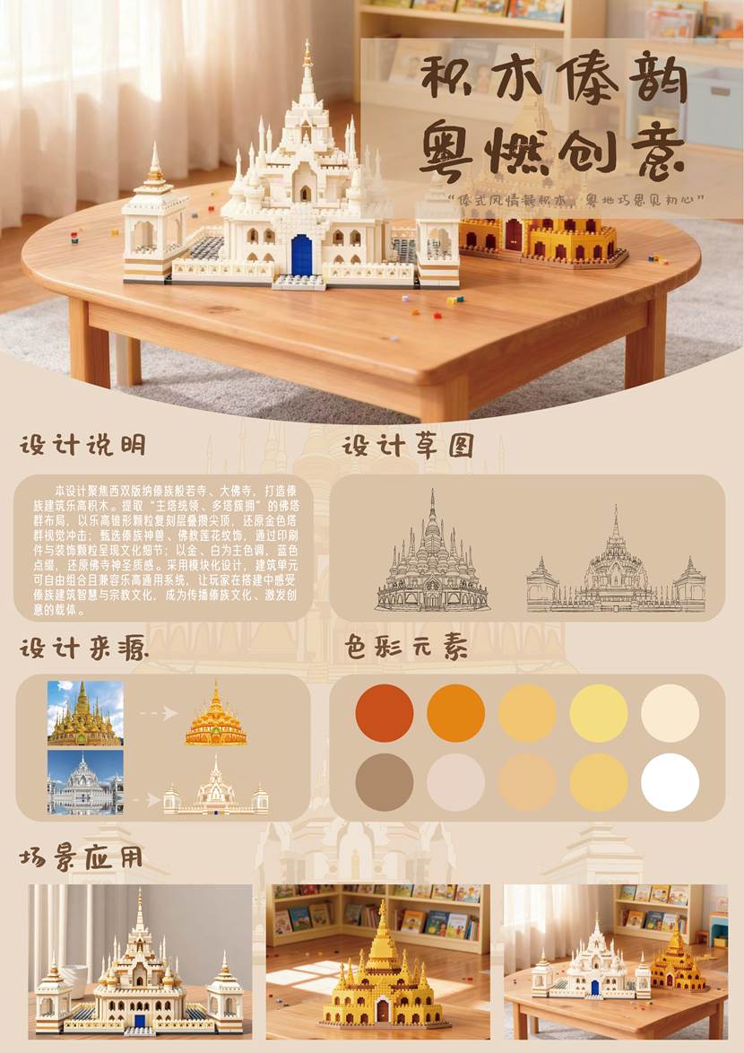 比赛展板-广州新华学院-“相和广东”综合设计作品《积木傣韵,粤燃创意》